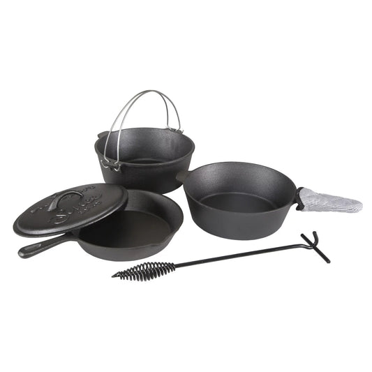 DCloud 6 Pieces Cast Iron Camping Mess Kits, camping stove, camping kitchen